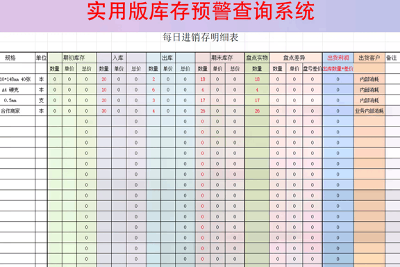 Excel进销存表格